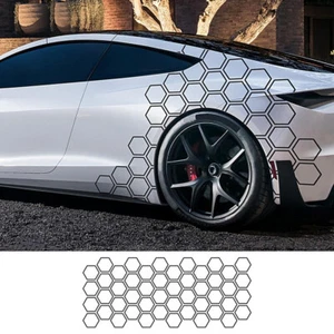 Car Camouflage Kit Hexagon Honeycomb Side Stickers Decals Decoration Black - Picture 1 of 11
