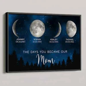 Póster personalizado Galaxy Night The Days You Became Our Mom cumpleaños fase lunar - Imagen 1 de 5