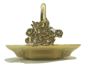 Cestino con fiori in ottone lucido centrotavola da cucina fruttiera frutta - Picture 1 of 3