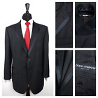 Dolce & Gabbana Black Embroidered Stripe Satin Lapel 2Button Tuxedo Suit 44R 36W