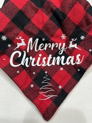 Christmas Dog Bandanas 2 Pack Classic Plaid Dog Scarf Red/Black & Green/Black - Image 1 of 4