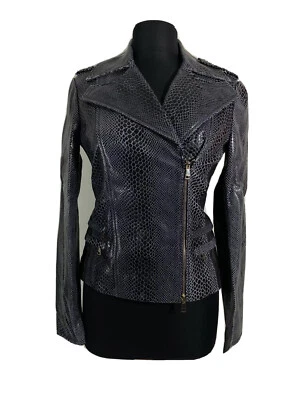 Chaqueta de Moto Marciano By Guess Cuero Cordero Negra/Gris Talla 42 EU Nueva con Etiquetas Foto 1 de 4