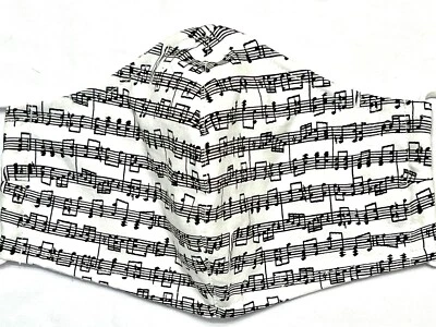 Partituras Off White - Triple Capa - Mascarilla Facial 100% Tela Algodón - Hecha a Mano en EE. UU. Foto 1 de 4