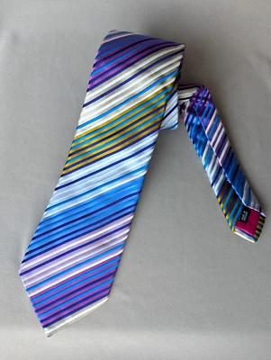 DUCHAMP LONDON Vibrant Multicolor Striped Silk Tie Handmade Foto 1 de 3