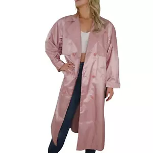 British Mist 90s Vintage Dusty Rose Pink Long Trench Coat Jacket Size 6 Small - Bild 1 von 8