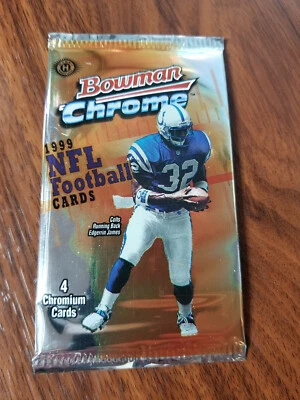 Paquete de pasatiempos de 4 tarjetas de fútbol americano Bowman 1999 cromado - lista de verificación completa en fotos Foto 1 de 4