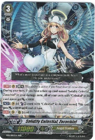 CARDFIGHT VANGUARD SOLIDIFY CELESTIAL ZERACHIEL (ANGEL FEATHER) BT11/002EN RRR - Image 1 of 3
