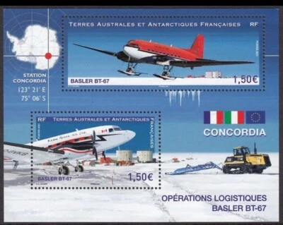 FSAT / TAAF - "AVIATION ~ BASLER BT-67 ~ ANTARCTIC BASE CONCORDIA" MS 2021 - Image 1 of 4