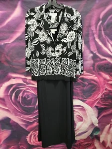 Sag Harbor Women's Black And White Dress Petite W/Padded Shoulder Blazer Size 6P - Picture 1 of 9