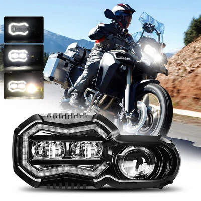 Faro LED negro para motocicleta DRL Hi-Lo haz proyector para F650GS F700GS F800GS Foto 1 de 4