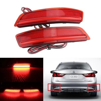 Luces de freno de parada de señal de giro reflector de parachoques LED de lente roja para Lexus GS350 450H Foto 1 de 4