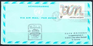 United Nations New York 1980 cover Air Letter Aerogramme Rorschach cancel - Picture 1 of 1