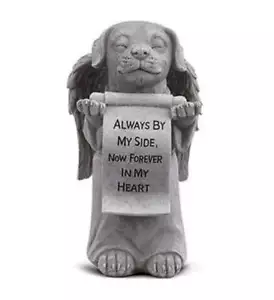 Pet Memorial Garden Statue Stone Always by my side forever in my heart Dog Angel - Picture 1 of 1
