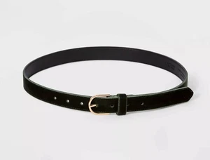 Dark Olive Green Women's Velvet Belt M - A New Day Target Brand Vegan - Picture 1 of 2