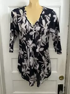 Blusa cotone bianco e nero ONE SEASON AUSTRALIA taglia M usata in ottime condizioni - Foto 1 di 5