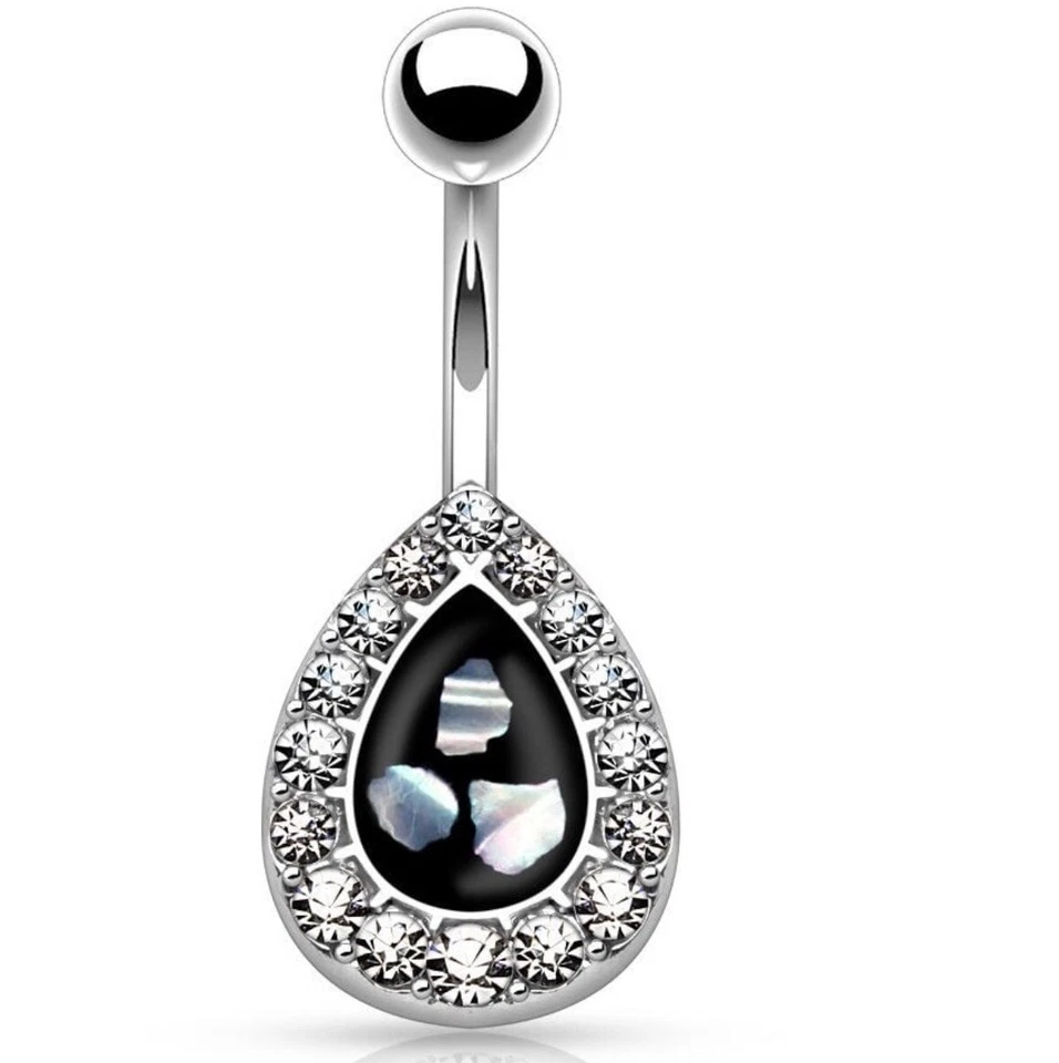 Anillo ombligo gema lágrima calibre 14 acero quirúrgico NUEVO anillo ombligo Foto 1 de 1