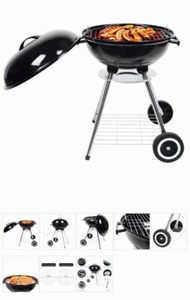 Cedar Trail 17" Black Round Kettle Tailgating Rolling Charcoal BBQ Grill - NIB - Picture 1 of 4