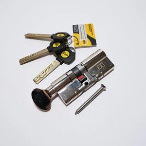 Yale Platinum 3 Star Euro Thumb Turn Cylinder 35/45 (80mm) Nickel 3 Keys - Picture 1 of 7