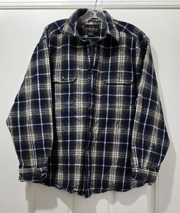 Chaqueta de gamuza resistente a la intemperie para hombre XL azul a cuadros de franela de algodón camisa de peso pesado - Imagen 1 de 16