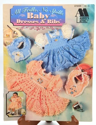 All Frills No Spills Lacy Baby Dresses & Bibs Crochet Patterns Annie's Attic HTF - Image 1 of 4