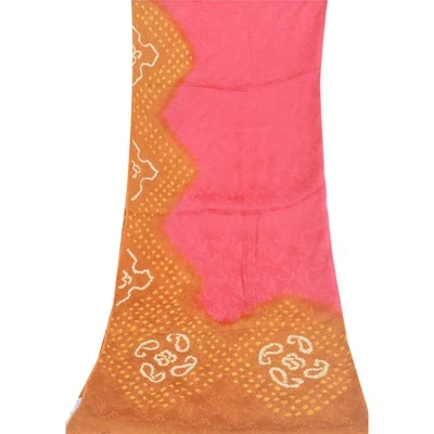 Bufandas Tejidas Bandhani Estola Larga Dupatta Pura Seda Georgette De Colección Sanskriti Foto 1 de 4