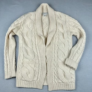 Cárdigan suéter para mujer Aran Mor Ireland mediano marfil pescador tejido chal lana - Imagen 1 de 13