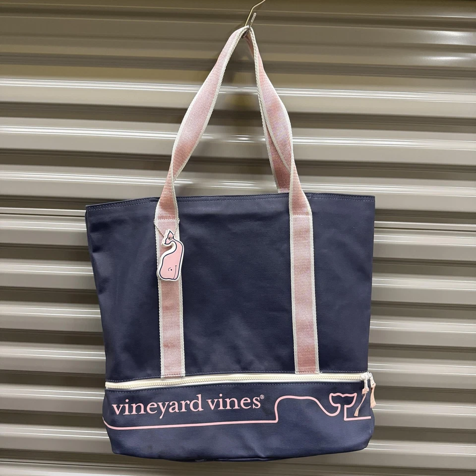 Vineyard Vines Tote Bag Womens Large Navy Pink Whale Beach Pool Target Collab - Image 1 of 4