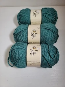3 Skeins of Yarn Bee Must Be Merino Aran Yarn Teal  NEW - Picture 1 of 2