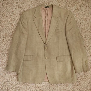 Laurn Ralph Lauren Windowpane Mens 44R Silk Linen Wool Blazer Sports Coat - Picture 1 of 9