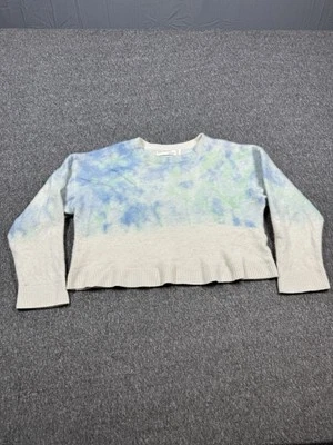 Suéter para mujer A By Anthropologie L azul cachemir recortado manga larga cuello redondo Foto 1 de 4