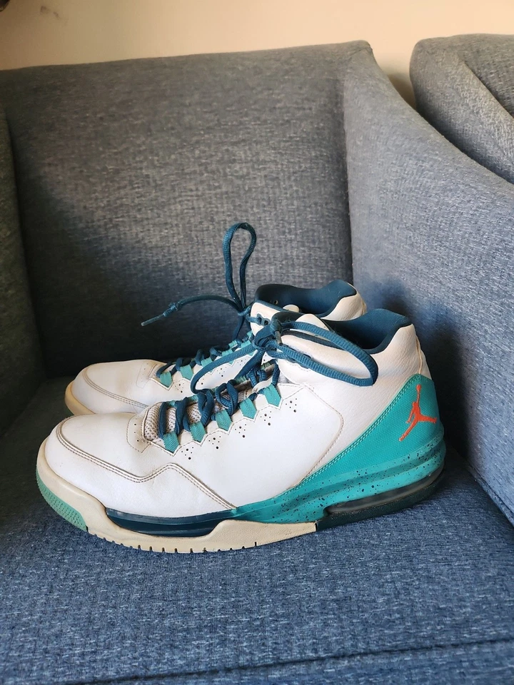 Кроссовки мужские Nike 2014 Air Jordan Flight Origin 2 белые и бирюзовые размер 12 - Изображение 1 из 4