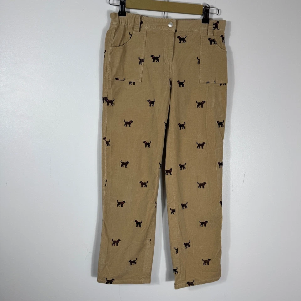 Pantalones de pana Lilly Pulitzer para niñas talla 14 estampado de perro beige informal pierna recta Foto 1 de 4