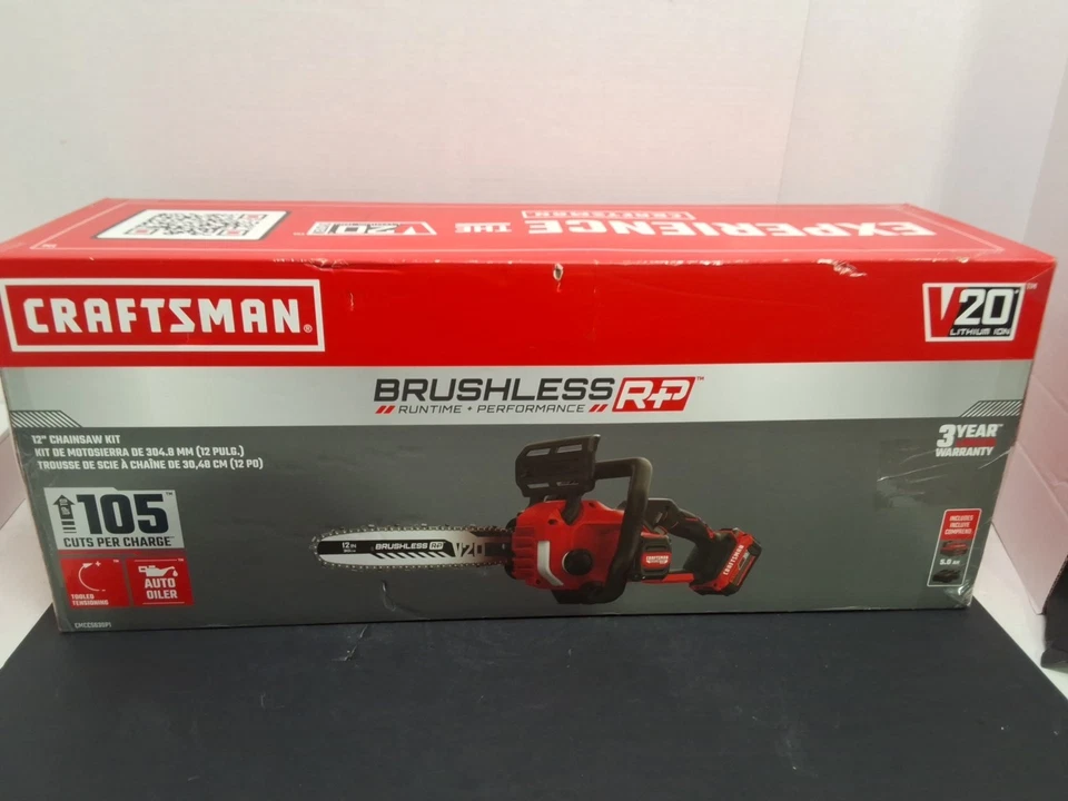 Craftsman V20 BRUSHLESS RP CMCCS630P1 12" Chainsaw. Includes Battery & Charger - Image 1 of 4