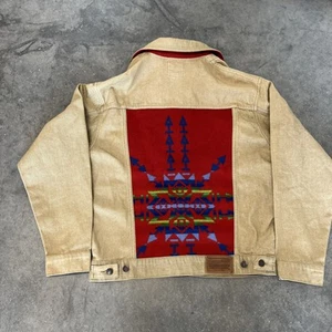 Pendleton High Grade Western Wear Indian Aztec Tribal Trucker Denim Jacket Med - Picture 1 of 9