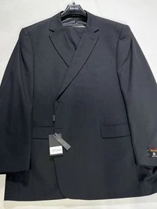 Mens Renoir Black Striped Classic Fit 2 Piece Suit Size 52L 46W NEW - Picture 1 of 7