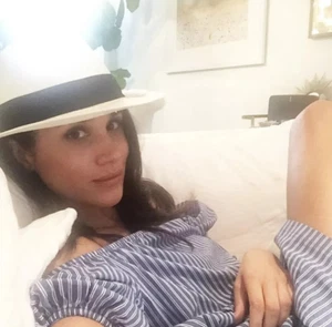 ZARA Off The Shoulder Striped Belted Midi Dress S 7149/045/044 ASO Royal Meghan - Picture 1 of 5