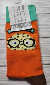 Two Left Feet Crew Socks Women Sz 10-12.5 Men Sz 8.5 -13 Weirdough Orange Multi - Picture 1 of 8