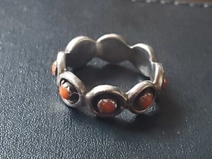 Vtg Zuni Coral Sterling Silver Ring J1 - Picture 1 of 4