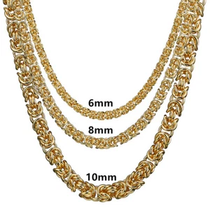 Fashion 6/8/10mm Round Byzantine Chain Stainless Steel Men Women Necklace 7-40" - Picture 1 of 32