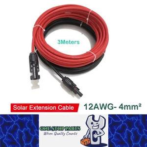 1 Pair 3M Solar Panel Extension Cable 12AWG 4mm² Cable with Solar PV Connector - Picture 1 of 10