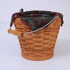 Longaberger Autumn Pail Basket with Falling Leaves Fabric Liner & Protector