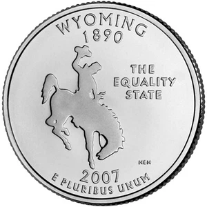 2007 D Wyoming State Quarter. Uncirculated from US Mint roll. - Picture 1 of 3