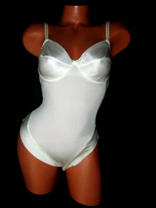Vintage FANTASIE Of ENGLAND Satin BODYSUIT BUSTIER SHAPER TEDDY ROMPER PANTY 36B - Picture 1 of 15