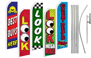 Advertising Dealership Swooper Feather Flutter Flag & Pole Kit Promotional Flag - Picture 1 of 15