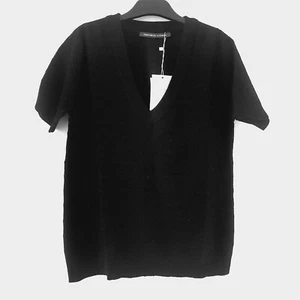Comptoir Des Cotonniers Jumper Women Size Small 8 EU 36 Black Wool Short Sleeves - Picture 1 of 8