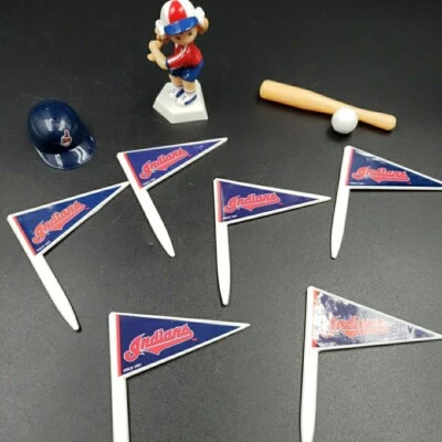 Cleveland Indians Baseball Party Cake Decoration 90s Flags Hat Wilton Vintage - Image 1 of 4