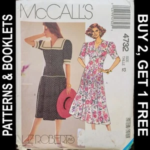 Vestido De Colección Liz Roberts para McCall's Cintura Caída Patrón #4732 Talla 12 SIN CORTAR - Imagen 1 de 7