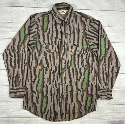 Vintage DUXBAK Camo Chamois Flannel Shirt Men's Medium Trebark Green Leaf - Image 1 of 4