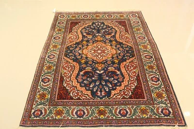 TURKISH KEISARI VINTAGE 100% SILK PILE HANDMADE MASTERPIECE 4'.0x6.0' Beautiful  - Image 1 of 4