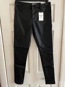 New Skinny Dorothy Perkins Frankie Black Coated Jeans size 14 Long Mid Rise - Picture 1 of 11